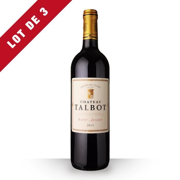 3x Château Talbot 2015 AOC Saint-Julien - 3x75cl - Vin Rouge
