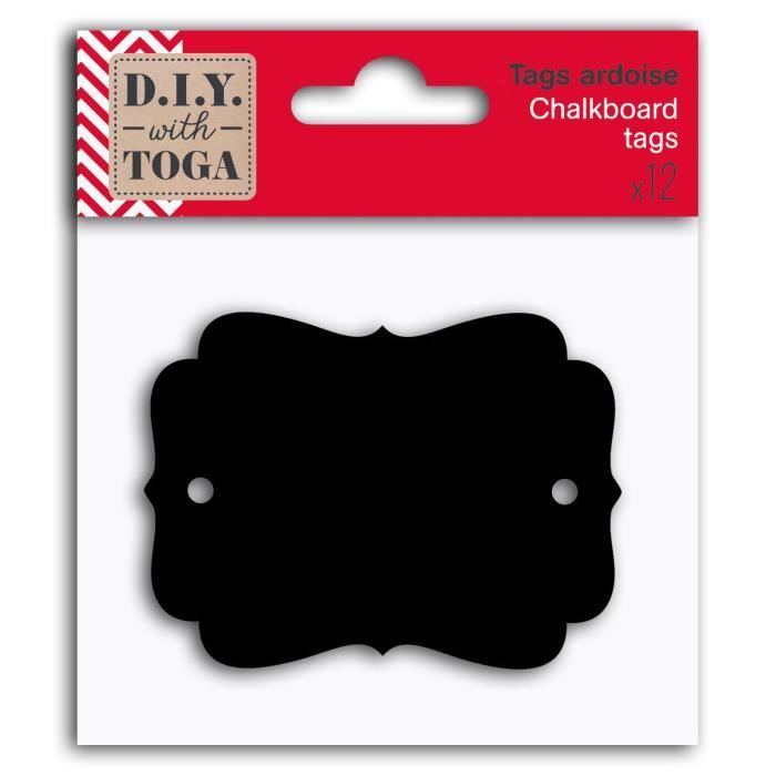 D.I.Y WITH TOGA 12 Tags Ardoise - Rectangles Baroques