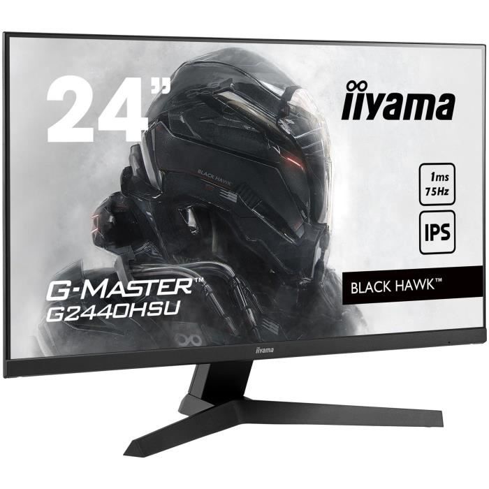 Ecran PC Gamer - IIYAMA G2440HSU-B1 - Master Black Hawk - 23,8- FHD - Dalle IPS - 1 ms - 75Hz - HDMI / DisplayPort - AMD FreeSync
