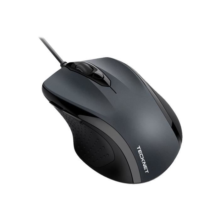 Tecknet Pro S2 Souris droitiers et gauchers optique 5 boutons filaire USB gris