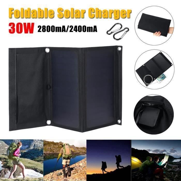 Sunpower 30W 5V Panneau Solaire Pliable Double USB Camouflage Sac À Dos Camping Randonnée Bo53299