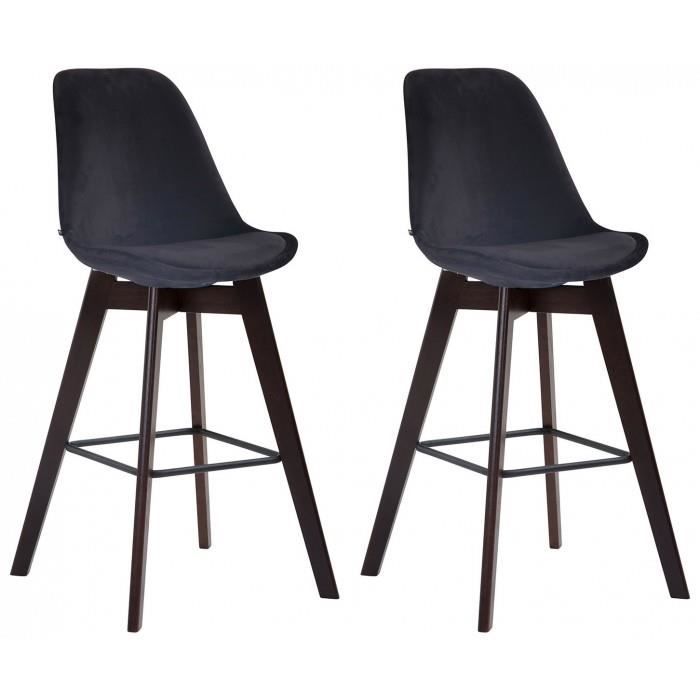 Contemporain Lot de 2 tabourets de bar reference Vaduz velours cappuccino couleur noir