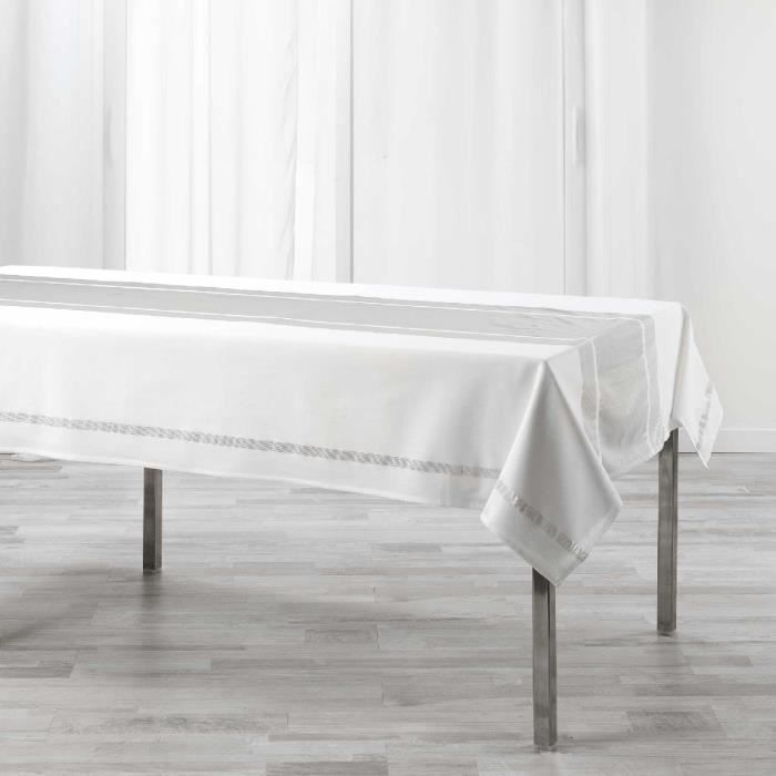 Nappe rectangulaire 140x240 cm Elegancia argent 140 X 240 Blanc