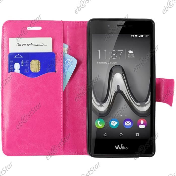 ebestStar ® Etui Portefeuille Housse Protection livre + Verre Trempé pour Wiko Tommy, Couleur Rose