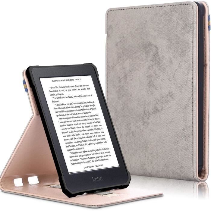 Coque Etui pour Kobo Nia Housse Support en Main Réveil-Sommeil Kobo Liseuse Nia - Gris