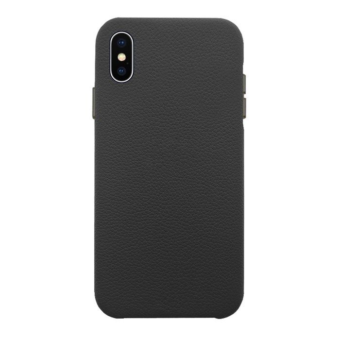 Coque pour iPhone X/Xs effet cuir grainé Noir