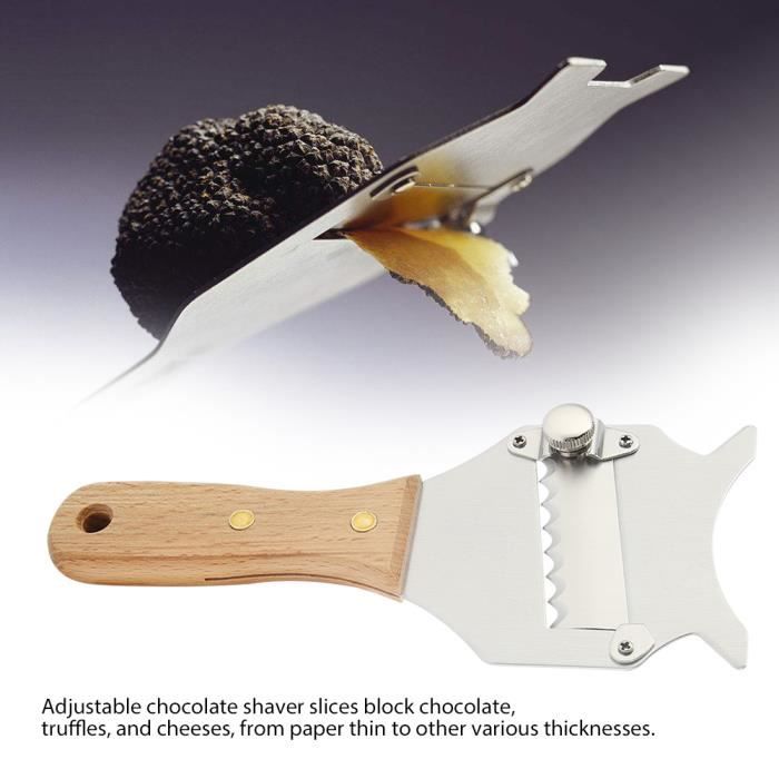 Truffe Shaver, Truffles Sliver Cheese Slicer, Plaque en acier inoxydable + Recettes de dessert en bois