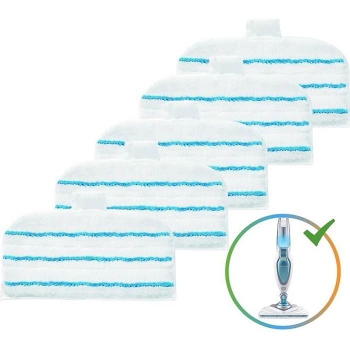 Lingettes microfibres pour balai vapeur - nettoyeur Black & Decker Steam mop - Lot de 5 patins - fsm16