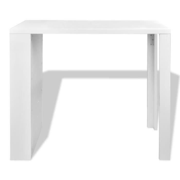 Table de Bar Blanche Vernissée avec 3 étagères de rangement vin bière organiser pratique design unique durable