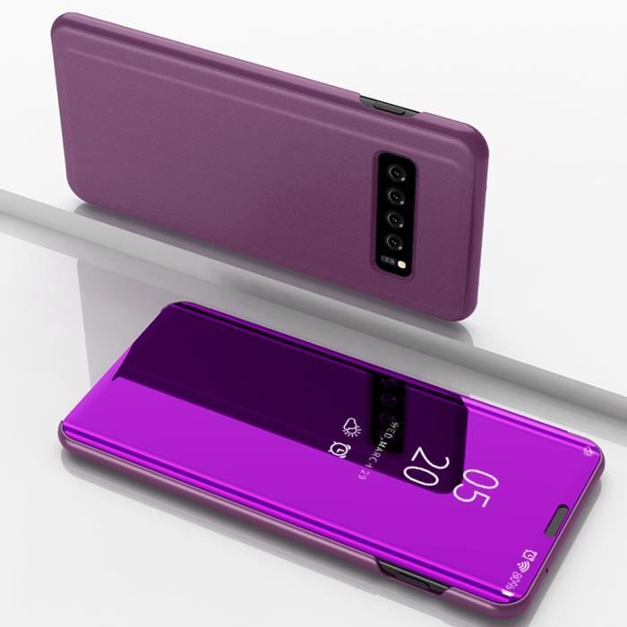 Housse Pour Samsung Galaxy S10 Coque Etui Housse Clear View Etui à Rabat Fonction Stand-Violet