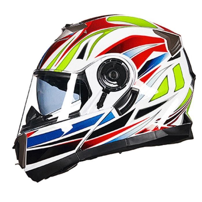 Casque Moto Unisexe de Marque luxe Casque moto Double lentille de anti-poussière casque Moto intégral de la personnalité