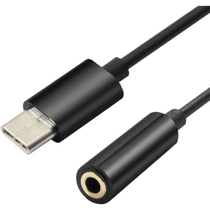 Câble Adaptateur USB Type-C vers Jack 3,5mm Femelle pour Oppo A94 Plug and Play pour votre casque, écouteurs..