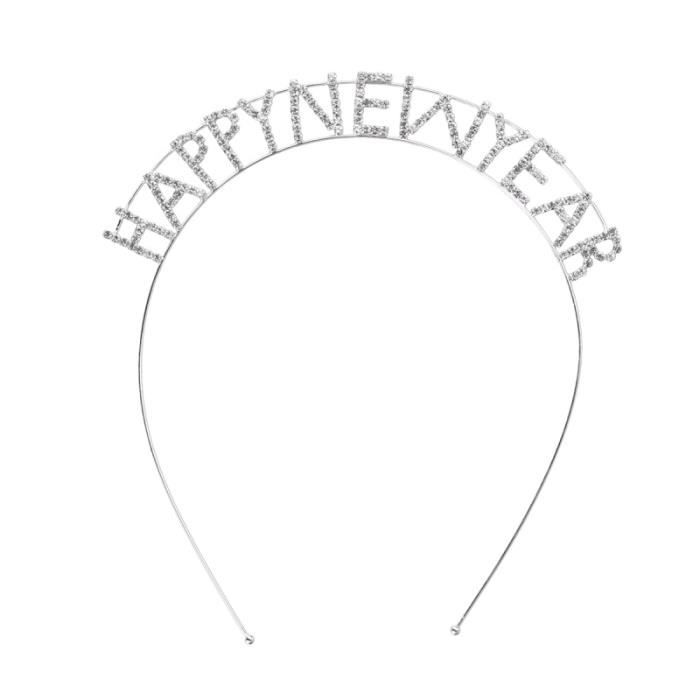 Bonne année lettre cristal cerceau bande de femmes coiffe pour fête du nouvel BANDEAU - SERRE-TETE - HEADBAND - HAIRBAND