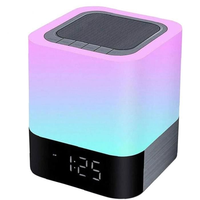 Lampe de haut-parleur sans fil Bluetooth lumières Réveil Horloge MP3 Musique Lecteur Touch Capteur Couleur Couleur Change Lampe Noir