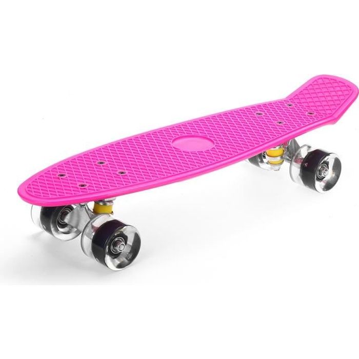 Mini Cruiser Longboard Skateboard Rétro Complet Plastique 22- ROSE