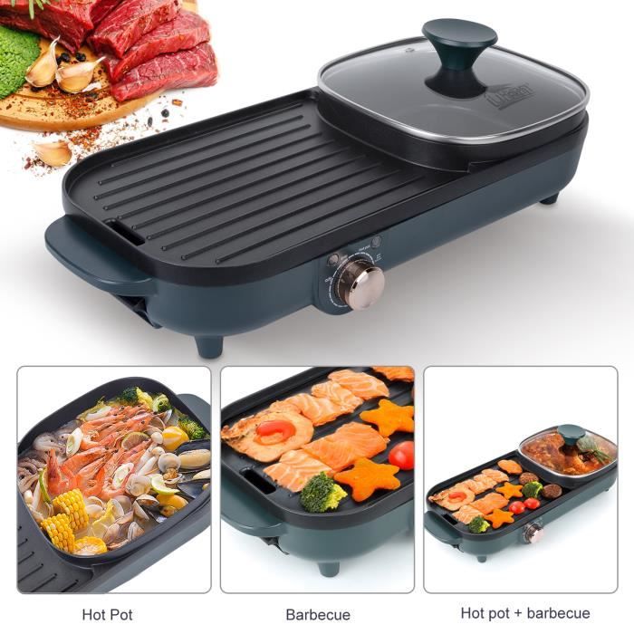 Hot pot griller - Uten - G5 - plaque de cuisson électrique plateau de barbecue friture machine à barbecue