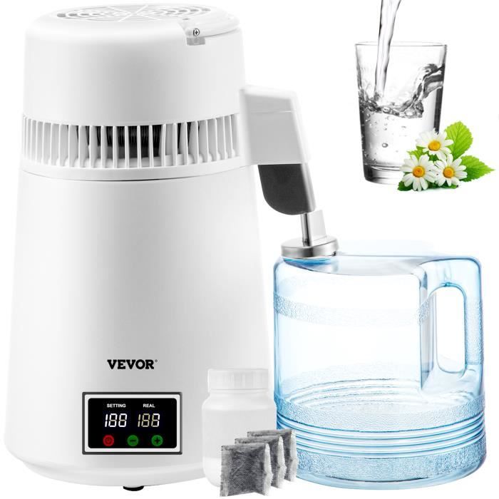 4L Distillateur d'Eau - VEVOR - 750W Filière Dentaire Bouteille d'Eau - Double Affichage