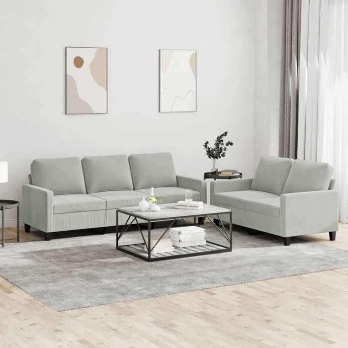 vidaXL Ensemble de Canapés avec Coussins 2 pcs Canapés avec Accoudoirs Ensemble de Meubles Mobilier de Salon Moderne 3201516