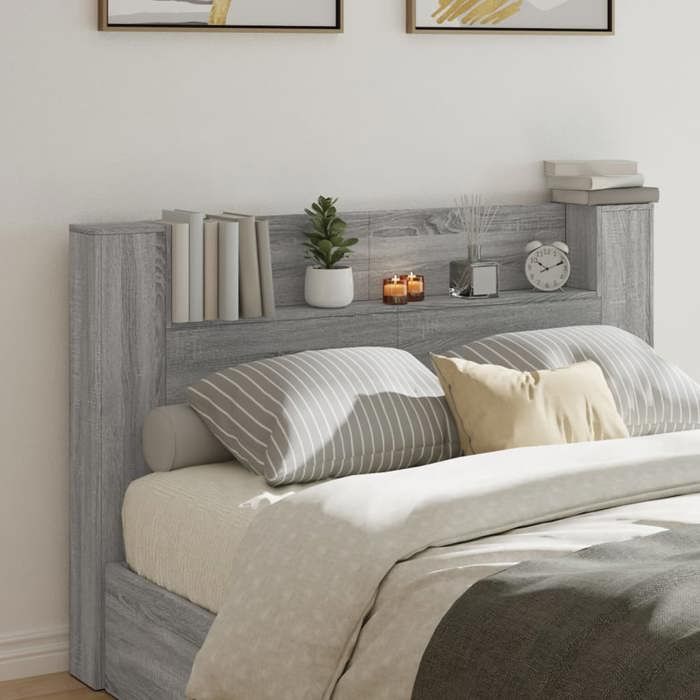 VidaXL Tête De Lit Avec Rangement – Armoire Murale Chêne Sonoma 140x19x103,5 Cm – Étagères Livres & Déco – Meuble Chambre Moderne