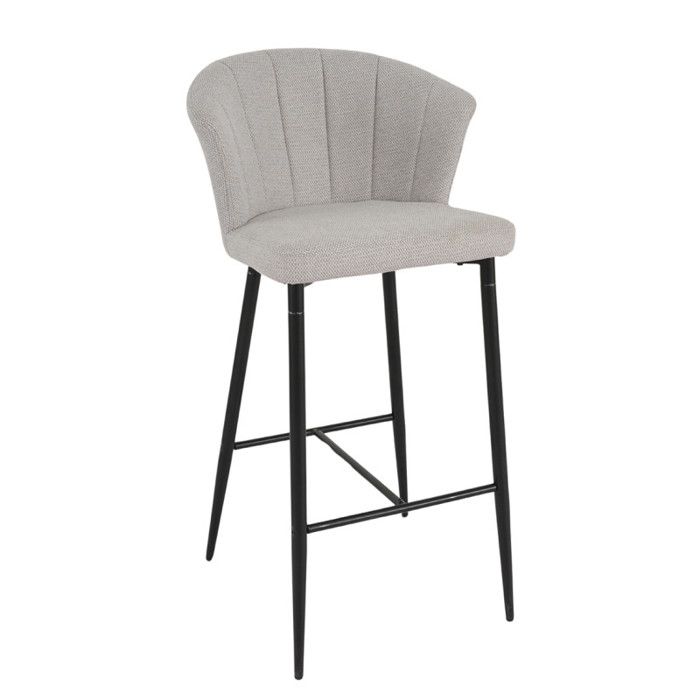 Tabouret de bar en tissu gris clair avec piètement métal – MONTREAL Meubletmoi Tabouret de bar en tissu gris clair avec piètement métal – MONTREAL Meubletmoi
