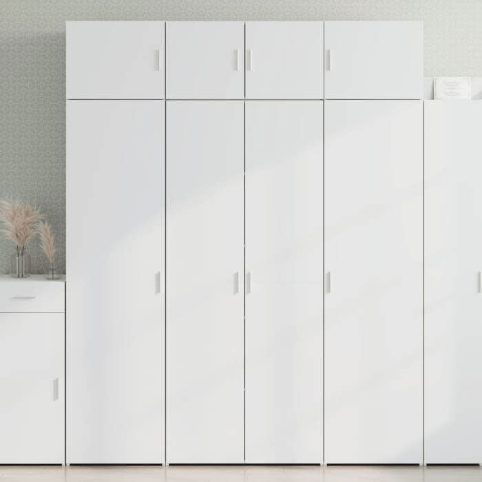 vidaXL Armoire de rangement blanc 80x425x225 cm bois dingénierie armoire de rangement de salle de bain unité de 3281350