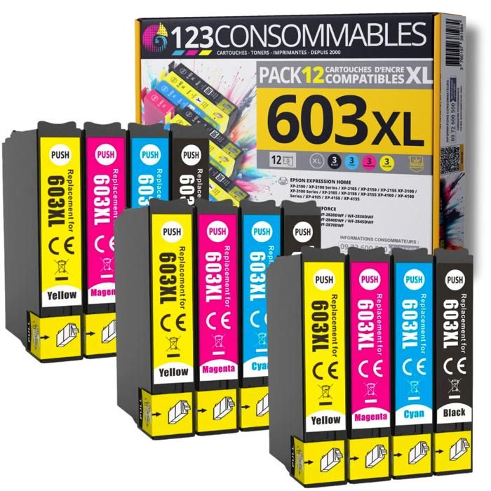 Cartouches D'Encre 604XL Compatibles - Pack 10 (4 Noir, 2 Cyan, 2 Magenta, 2 Jaune)