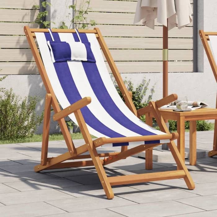 vidaXL Chaise de plage pliable et - vue 3
