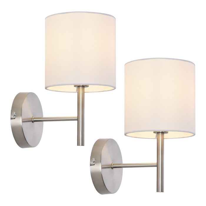Lot de 2 appliques murales Winsford E14 argent blanc