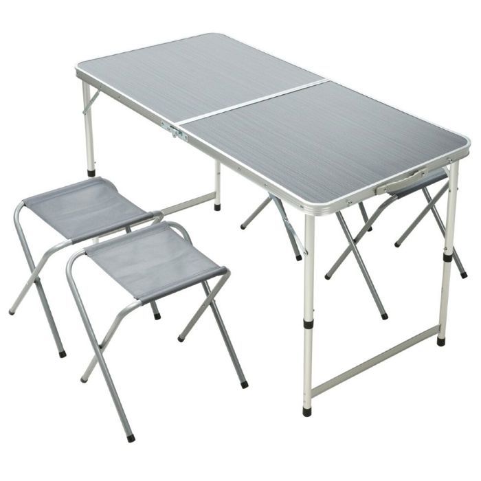 PROGARDEN Mobilier de camping table pliante + 4 chaises KO-LF9000100 PROGARDEN Mobilier de camping table pliante + 4 chaises KO-LF9000100