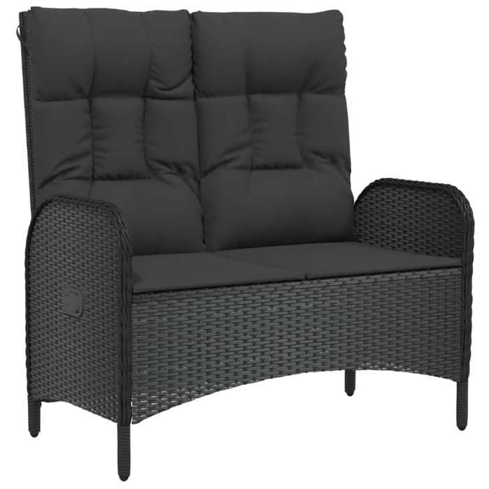 （SOLDES SEPT)Meuble d’extérieur-Chaise de jardin - Banc de jardin inclinable avec coussins 107cm Poly rotin Noir @64667
