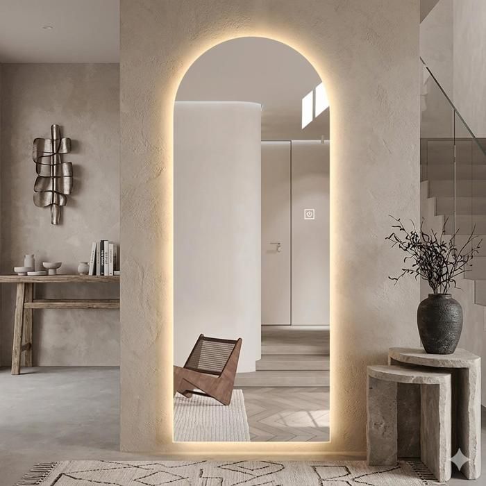 SDXYSTCE Miroir De Sol Bombé Pleine Longueur 165x60cm - Avec Support Doré Pour Chambre Et Salon