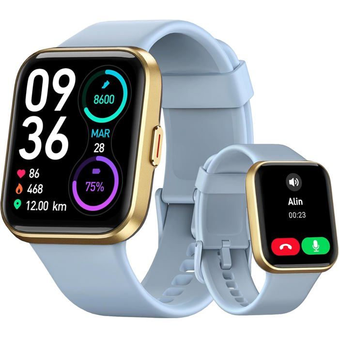 Montre Connectée Femme 1.8" Alexa - Appel Bluetooth SpO2 Sommeil IP68 Sport Vert