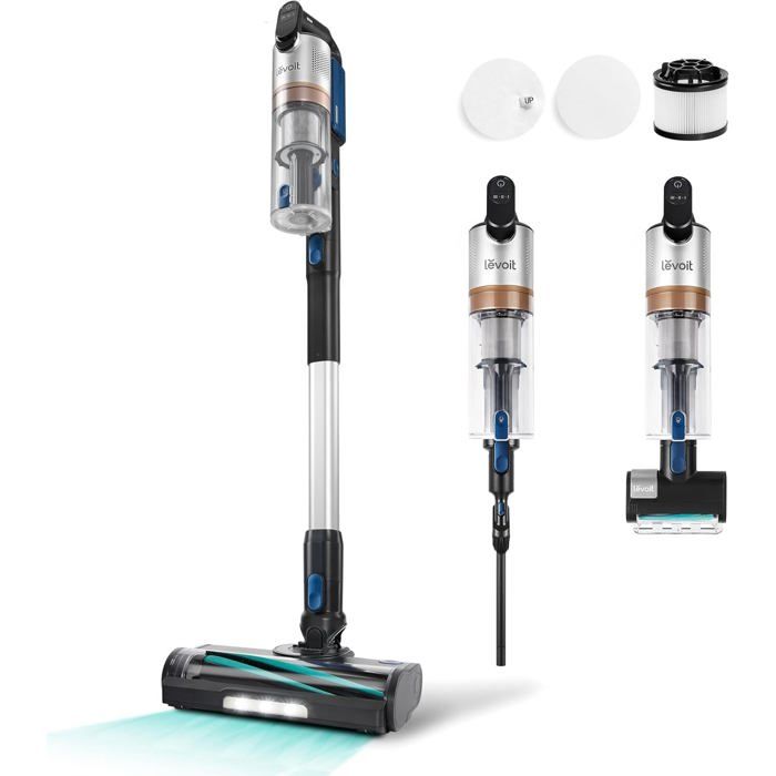 LEVOIT LVAC-300 Aspirateur balai sans fil 240W Filtre HEPA 9999% 12–60 min mini brosse turbo - Noir - Levoit