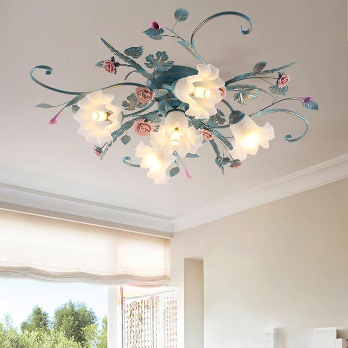 Plafonnier Vintage Led Plafonniers De Villa De Campagne Lustre Floral 85cm