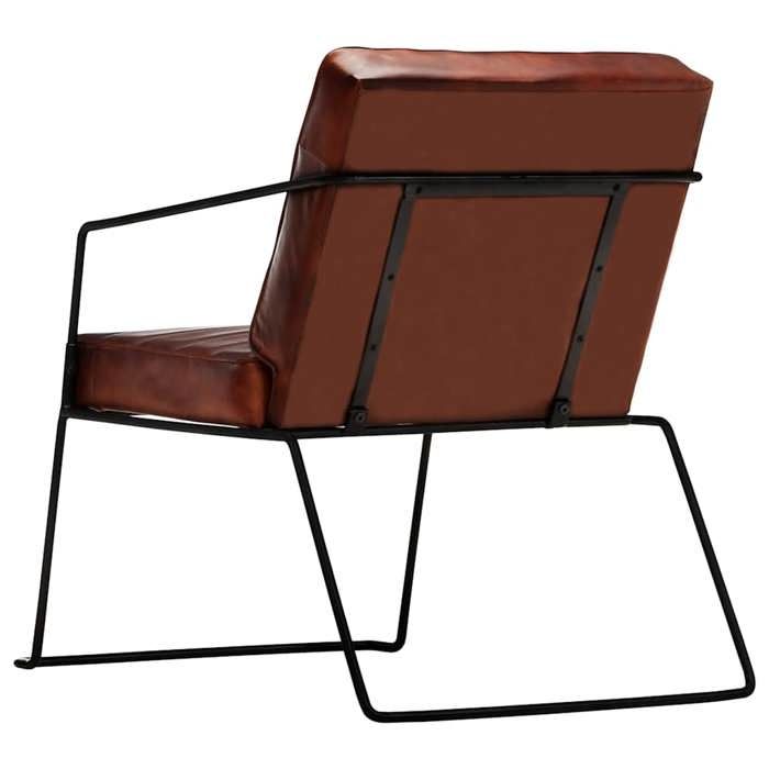 Fauteuil en cuir véritable - vidaXL - Marron foncé - Cuir véritable - 52x70x71 cm - Profondeur du siège 38 cm