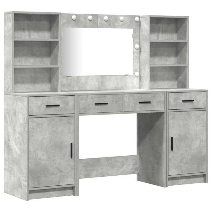 Ensemble de coiffeuse moderne - vidaXL - Gris béton - 78.5x41x135 cm - Bois dingénierie - Éclairage LED intégré