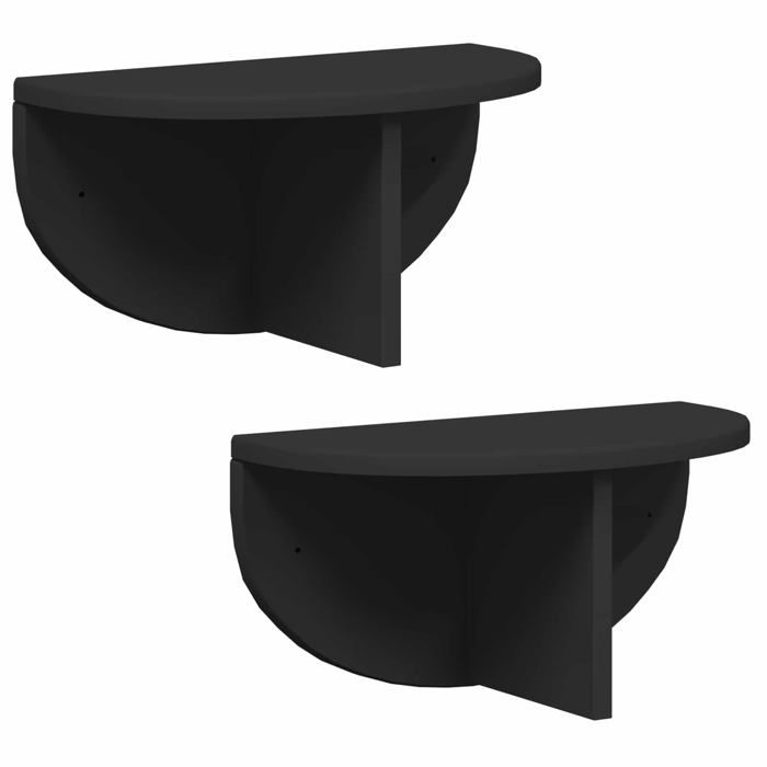 Étagère murale en bois dingénierie - vidaXL - Noir - 38x19x19 cm - Lot de 2 - Grand espace de stockage