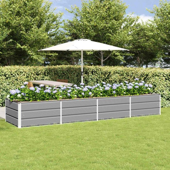 Jardinière - VIDAXL - 320 x 80 x 45 cm - Gris clair - Acier & plastique - Intérieur/extérieur