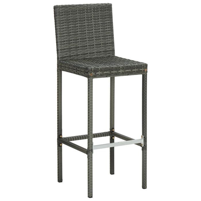 Chaise Relaxant Gris - SWEETY® Tabourets de bar de jardinChaise de balconet coussins lot de 2résine tressée 40x44x108cm CL285923