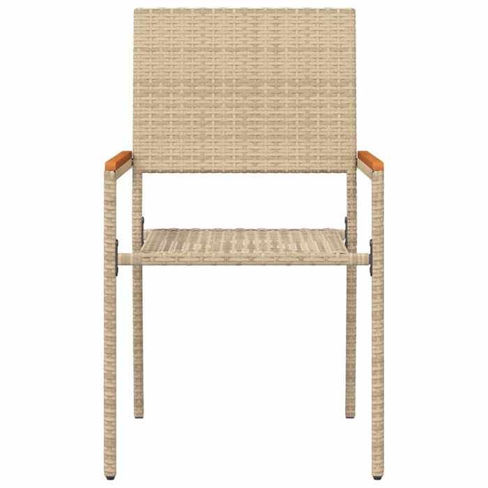 Chaises empilables de jardin - (lot de 4) - Meuble de Siège - Crème et marron CC1423