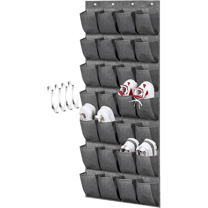Misslo Organiseur De Chaussures À Suspendre À LArrière De La Porte Avec 2 Crochets Pour Hommes Femmes Enfants(Gris)[BI239]