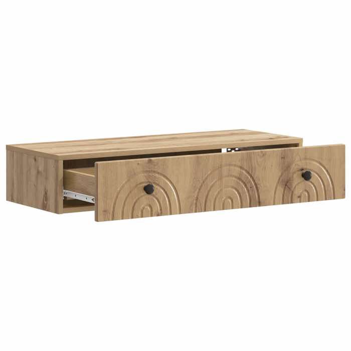 Table dappoint murale - Armoire suspendue - pour cuisine - bois dingénierie - chêne artisanal - 875x345x17 cm uby78i262199