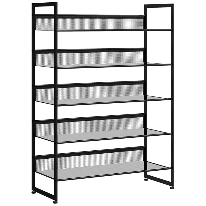 Design solide et sécurisé étagère avec espaces de rangement couleur noir idéal pour maison salon chambre décoration intérieure