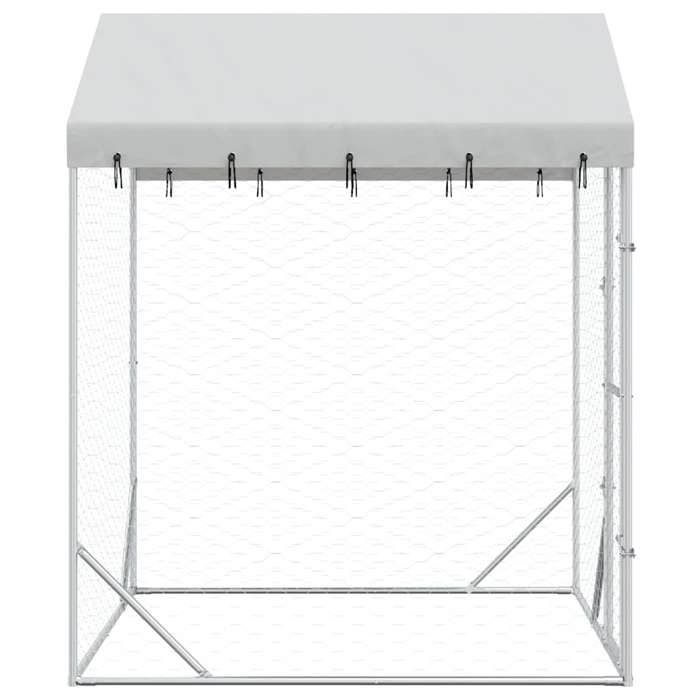 Chenil dextérieur pour chiens avec toit argenté 2x2x25 m_2 ans garantie_15601