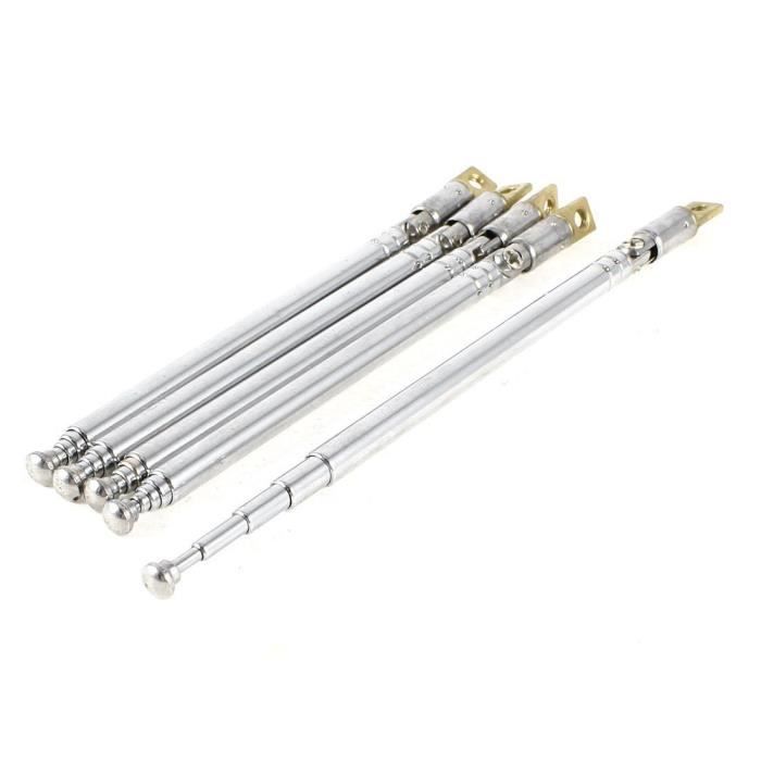 Antenne Télescopique 5 Sections - Longueur 307 Mm (12") - Pour Radio, TV, électronique - Acier Inoxydable