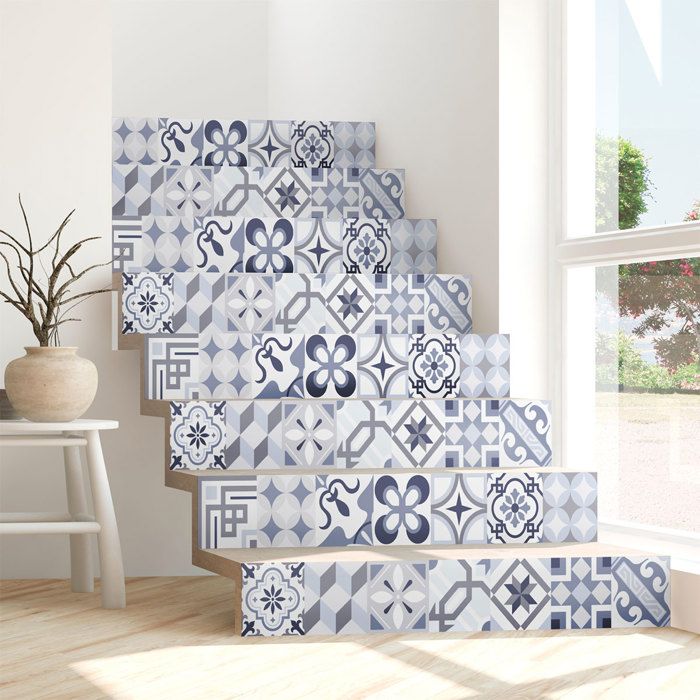 7 Autocollants Escalier Scandinave Blanc - 18x100cm - Adhésif PVC - Décoration Contremarche DIY