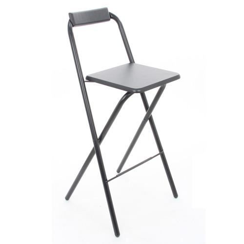chaise de bar pliante - atmosphera - louna - noir - structure en métal - assise en mdf et pvc