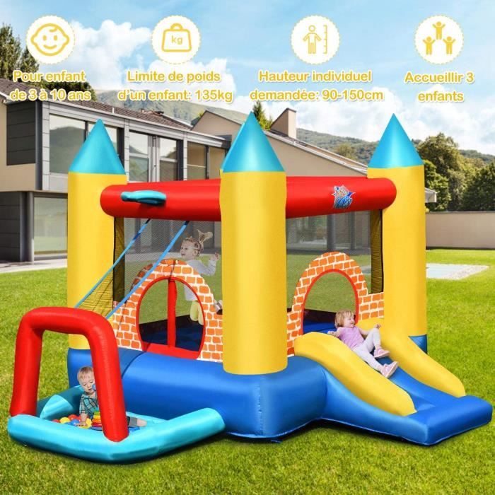 chateau gonflable avec toboggan et piscine aire de jeu pour enfants 30 balles de l ocean inclus charge 136 kg 300 x 280 x 210 cm cdiscount jeux jouets