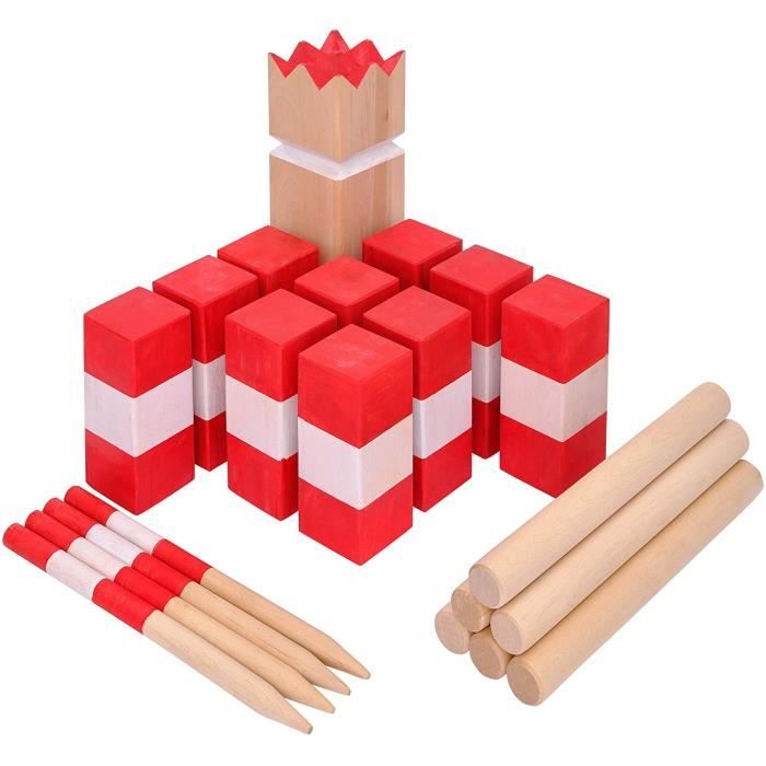 Jeu Kubb Viking Ocean 5 - Jeu En Bois Premium - Échecs Suédois Pour Extérieur