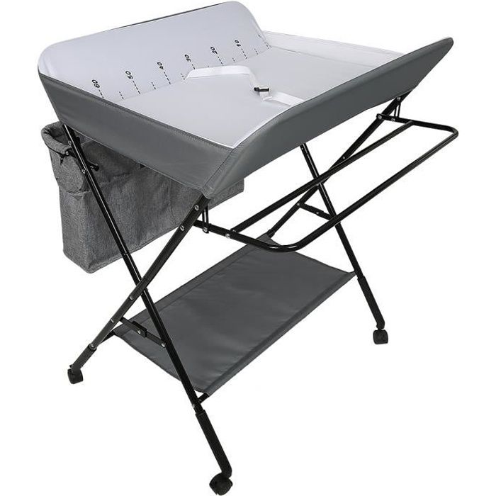 Table A Langer Pour Bebe Avec 4 Roulettes Table A Langer Pliable Commode A Langer Pour Bebe Gris Cdiscount Puericulture Eveil Bebe